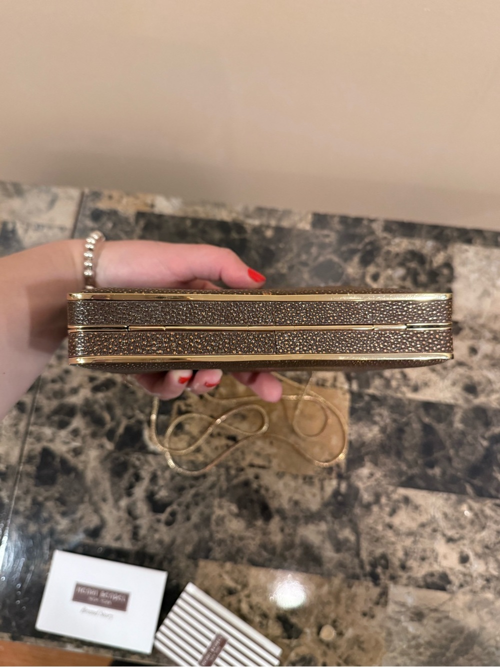 Henri Bendel Stingray-Embossed Box Clutch/ Crossbody RARE - Picture 13 of 16